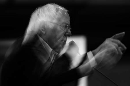 Sen. Bernie Sanders (I-Vt.) speaks during a town hall event in Rindge, N.H. on Feb. 10, 2020.